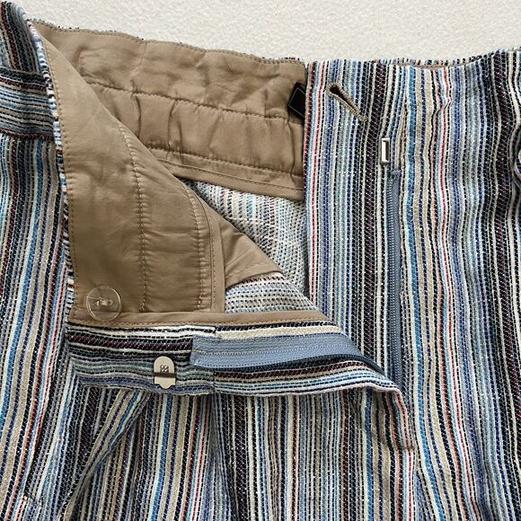 NWT BCBGMaxazria Blue Multi Renee Striped Belted High Waist Paper Bag Shorts S - Picture 7 of 8